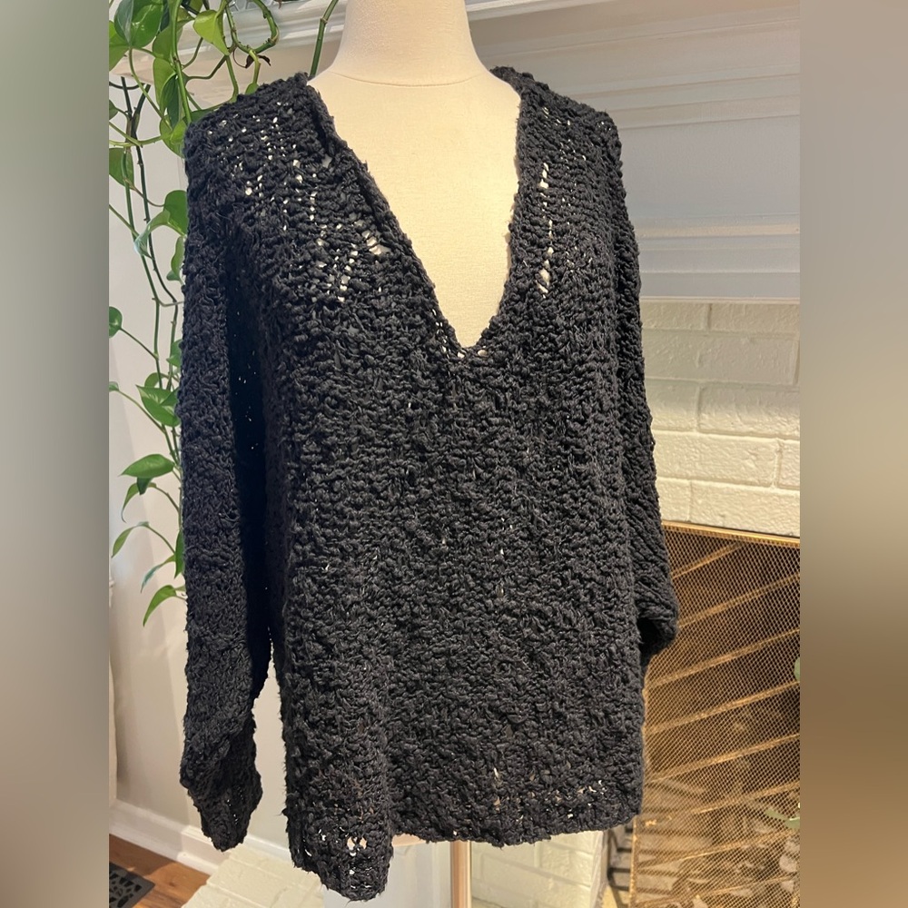 Free People Black V-Neck Sweater